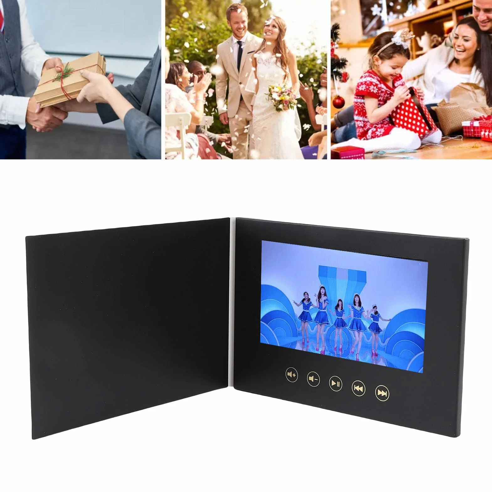 Denash Carta di Auguri Video 7" Brochure Digitale HD 128M Type-C Batteria Ricaricabile Marketing