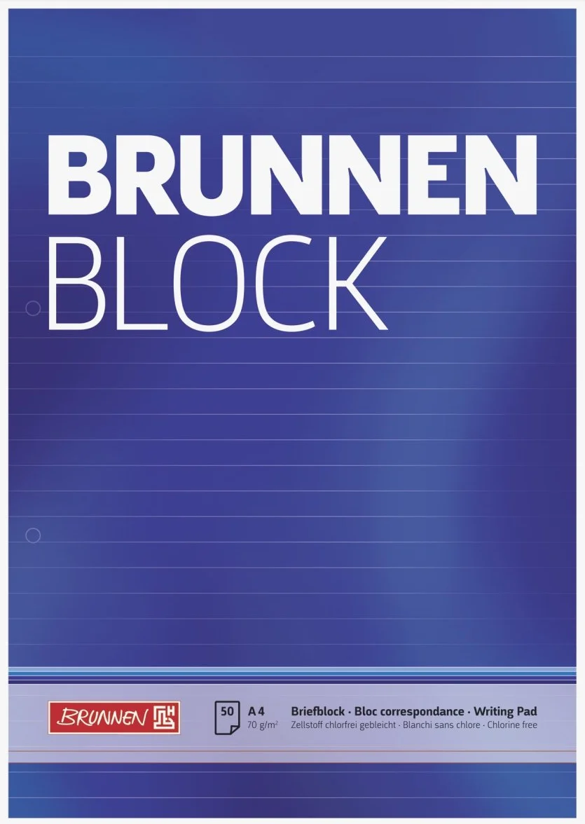 Brunnen Blocco per lettere formato A4 a righe 50 fogli 70 g/m² 2 fori