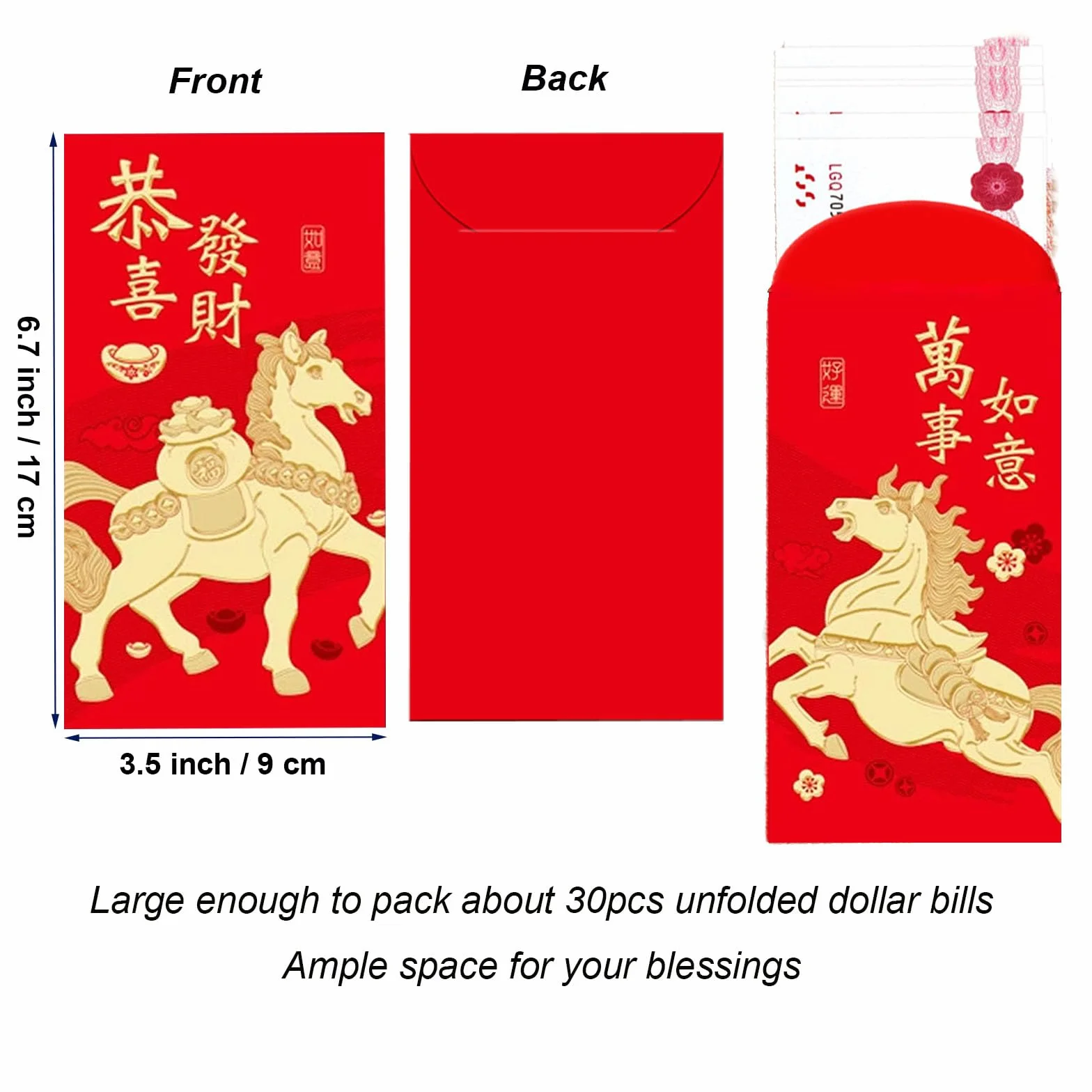 Buste Rosse Cavallo 2026 Capodanno Cinese Hong Bao Regalo Pacchetti Rossi Confezione da 18