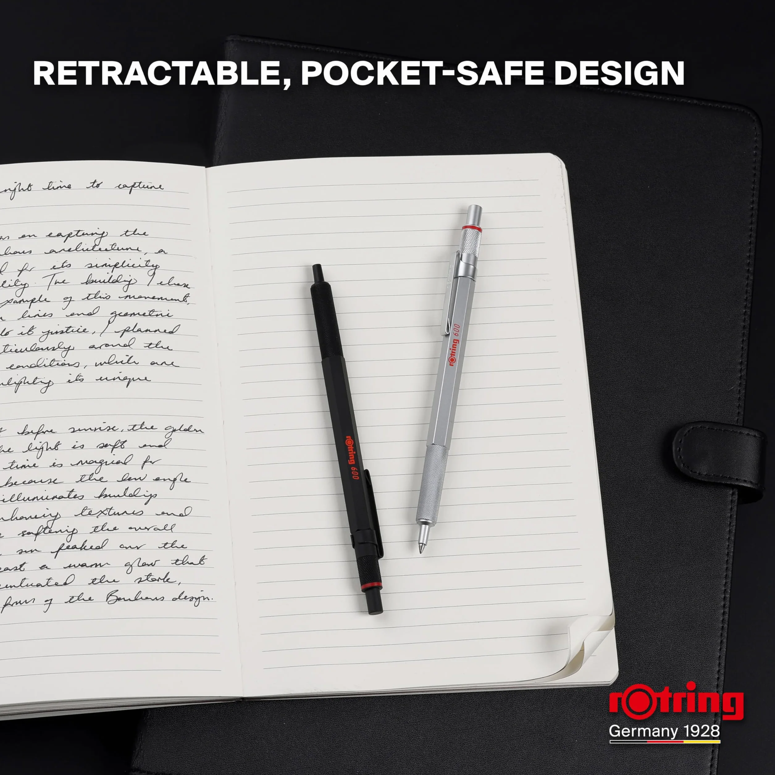 rOtring 600 Penna gel 0,55 mm Inchiostro nero Corpo metallo Impugnatura zigrinata antiscivolo