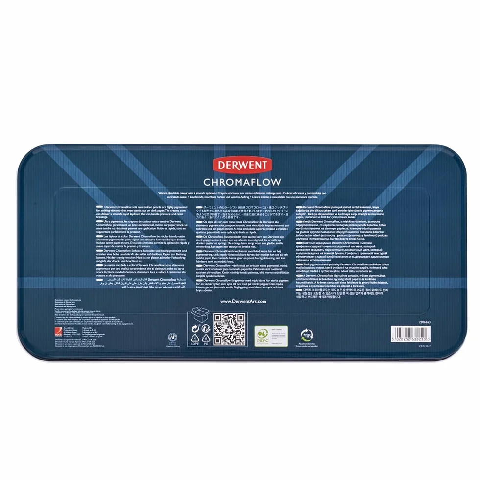 Derwent Chromaflow Set di Matite da 150 in Latta, Nucleo Rotondo da 3,5 mm, Sfumabili