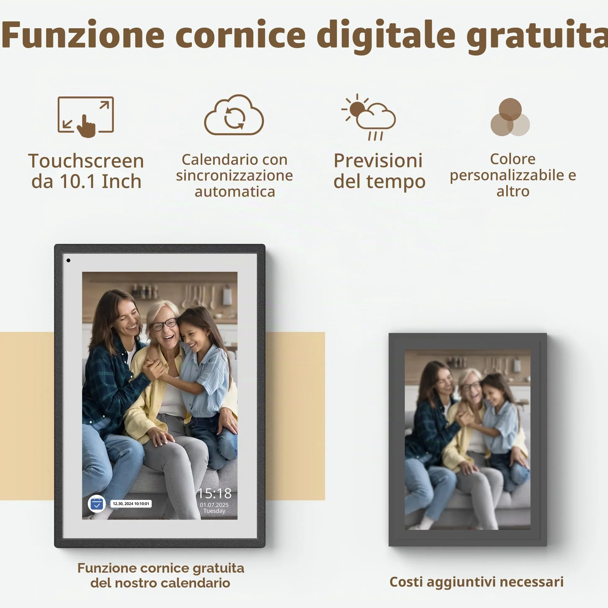 Dragon Touch Calendario, calendario digitale 2025 da 10,1 pollici, agenda da parete per la famiglia, touchscreen interattivo Full HD 1080p, grafico intelligente delle faccende e organizzazione