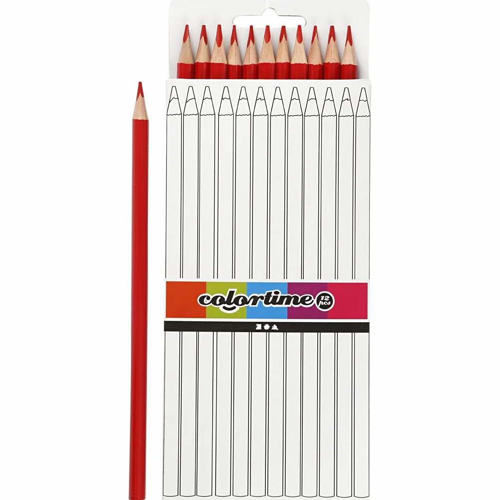 Matite colorate Colortime 3 mm 17 cm 12pz rosso