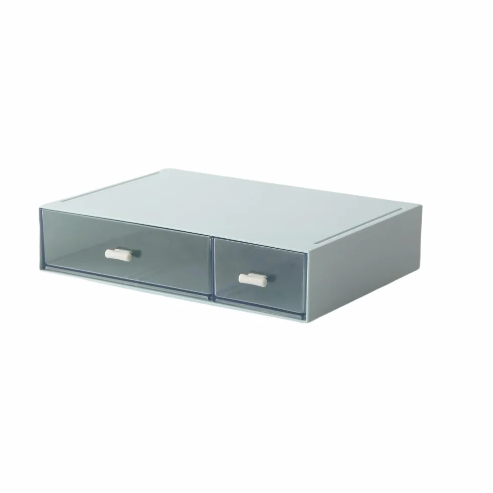 Organizer per cassetti da tavolo con 6 cassetti, capienza organizer per trucchi, impilabile, robusto cassetto in plastica per sistemazione e cosmetici, Penne, Mails, Trucco, Lettere per ufficio (Blu)