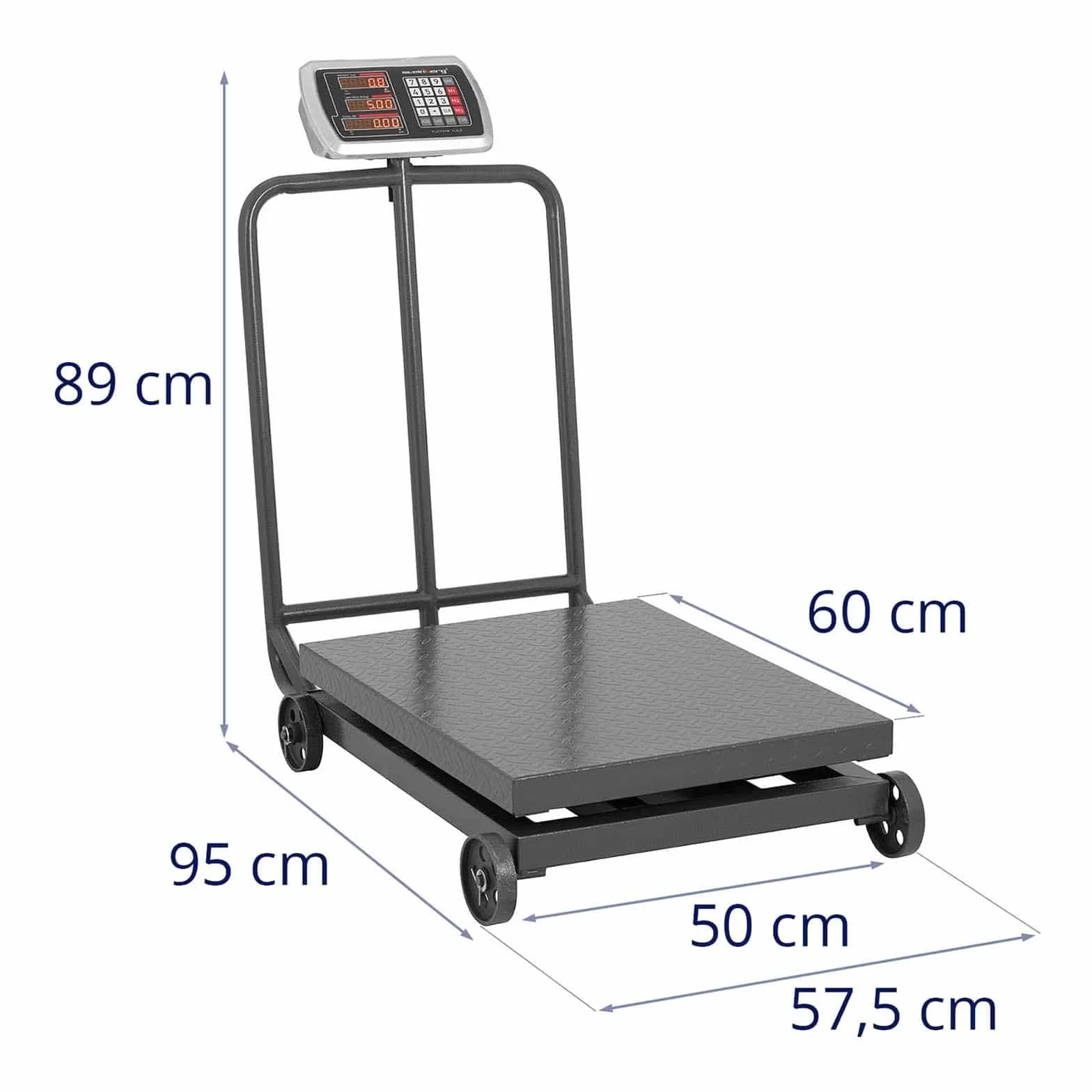 Steinberg Systems Bilancia a Piattaforma con Ruote SBS-PF-600/100W 600 kg 100 g Display LED 50x60 cm