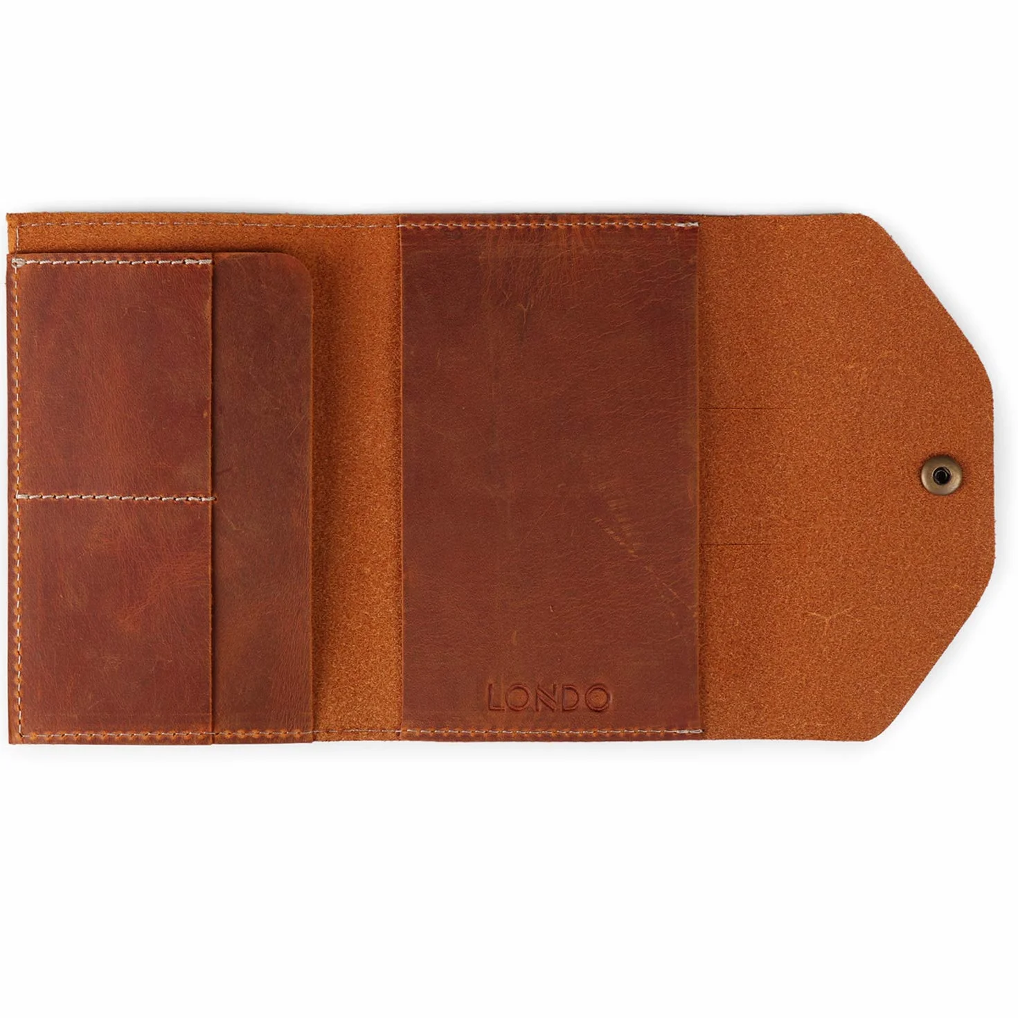 MegaGear Londo Portfolio in Vera Pelle con Blocco Note e Chiusura a Scatto, per Affari, Ufficio e Viaggi – Cartella Elegante e Funzionale in Pelle di Alta Qualità (Camel, S)