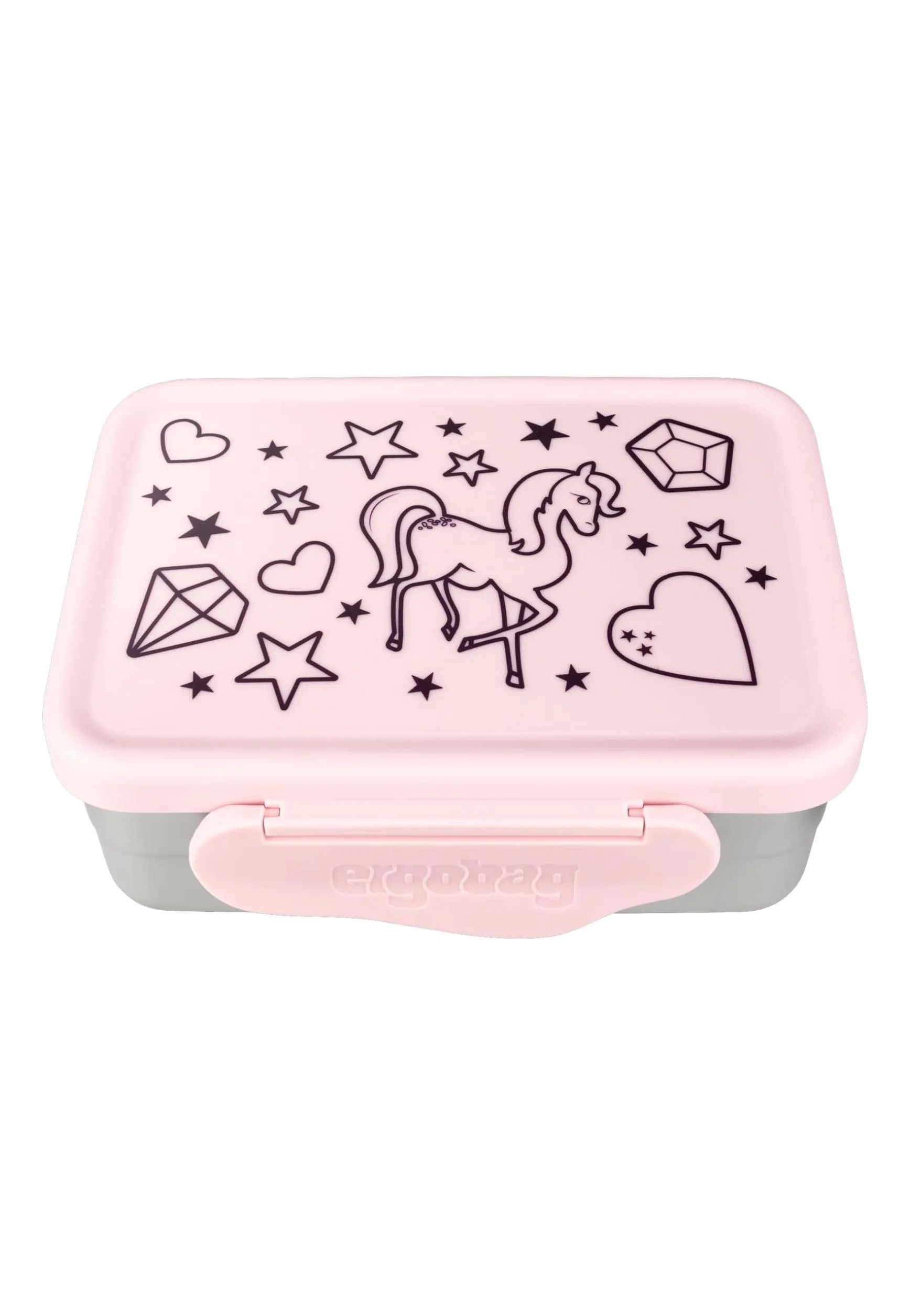ergobag Portamerenda in acciaio inox con scomparto separato e snack box, senza bpa, lavabile in lavastoviglie Rose - Rosa