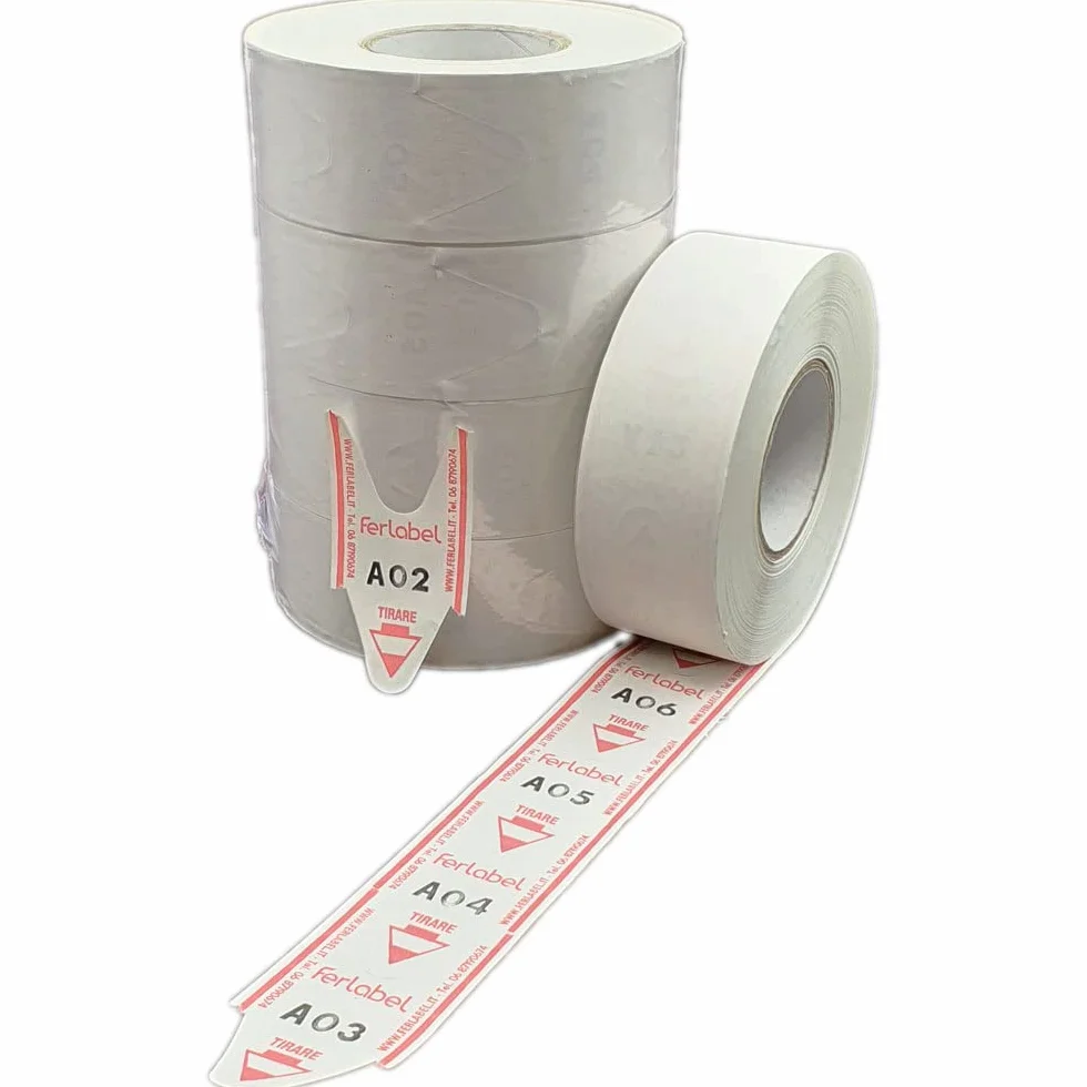 FERLABEL ROTOLO TICKET ELIMINACODE 5 ROTOLI ROSSO