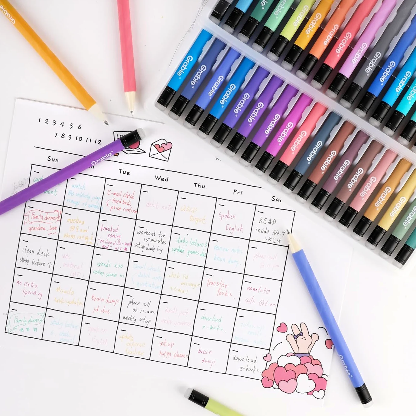 Grabie 36 penne gel cancellabili, 36 colori, punta media 0,7 mm | Cancellazione pulita, scrittura fluida e asciugatura rapida, per disegno, diario, agenda, scuola, ufficio e ospedale