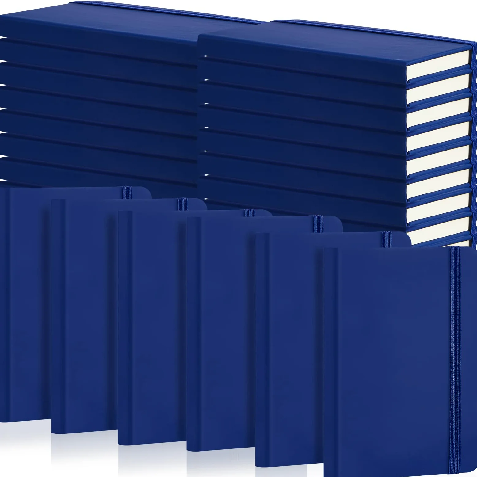 40 quaderni tascabili formato A6, 7,5 x 15,5 cm, piccoli quaderni a righe in pelle, con fascia elastica, portapenne, per diario, scuola, ufficio, colore: blu