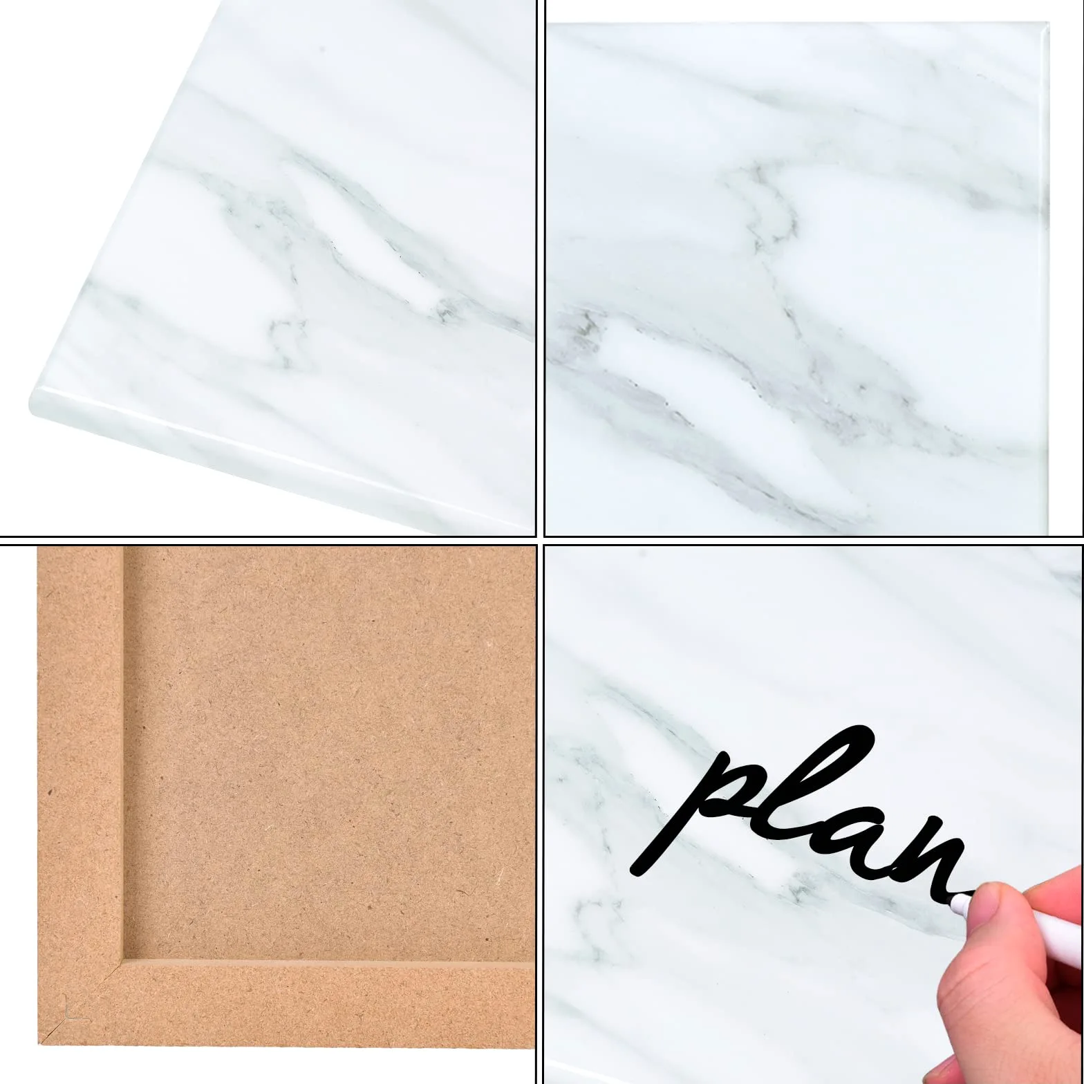 Okydoy - Lavagna magnetica cancellabile a secco con stampa effetto marmo bianco, 45 x 60 cm, lavagna bianca decorativa da parete con design, lavagna cancellabile a secco senza cornice, magneti inclusi