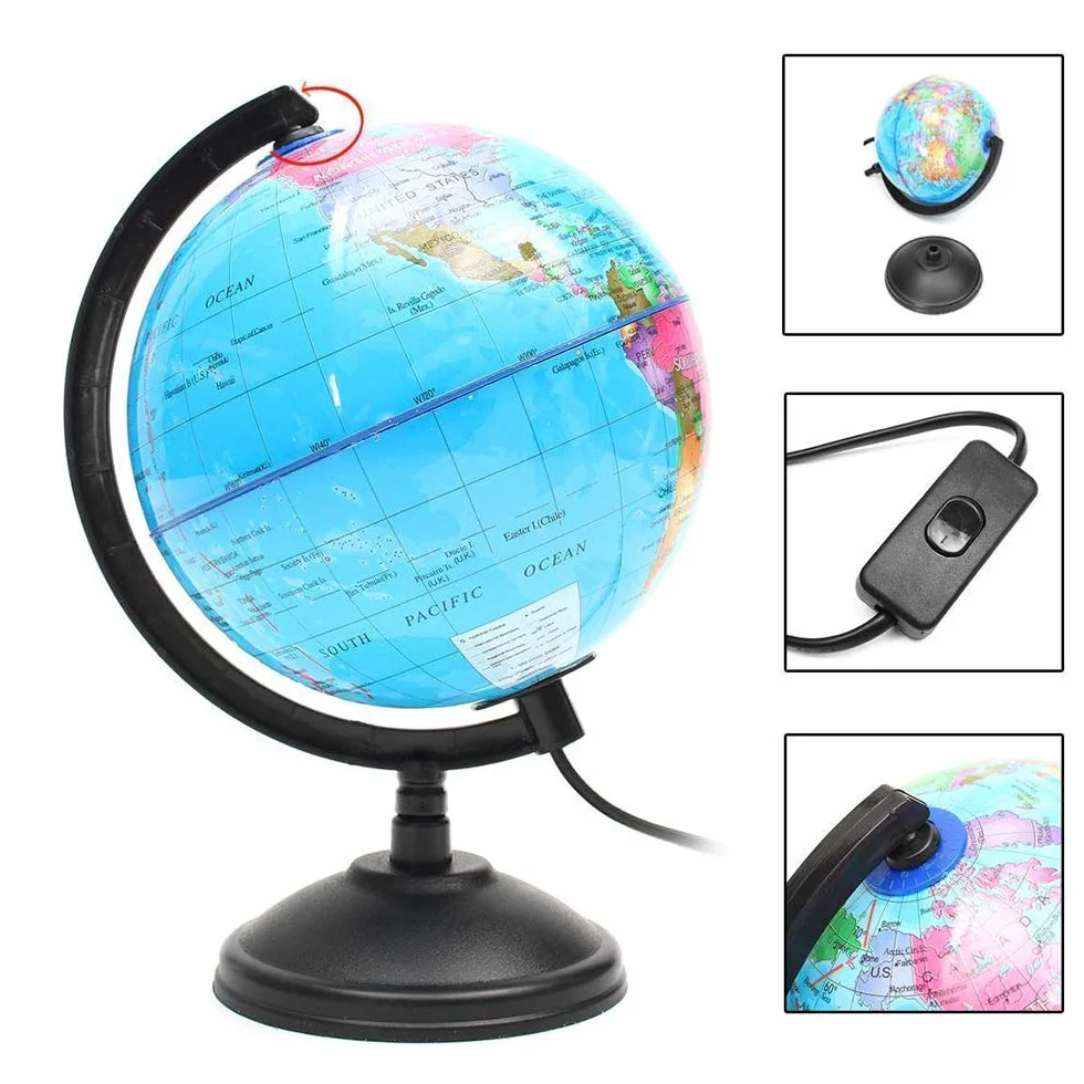 Mappamondo da Tavolo, mappamondo Luminoso a LED con Supporto Strumenti di Geografia per l'educazione dei Bambini, Decorazione per Ufficio a casa Regalo per Bambini