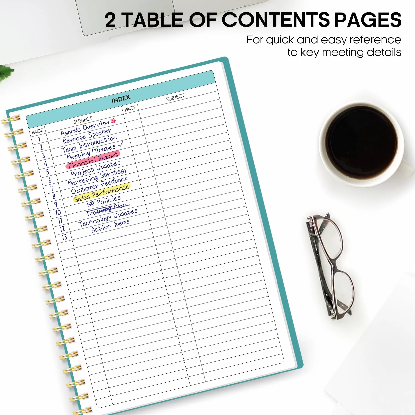 Confezione da 6 quaderni per riunioni per organizzazione del lavoro, agenda con elementi d'azione, agenda per prendere appunti, 160 pagine (17,5 x 25,1 cm), organizer per progetti per uomini e donne