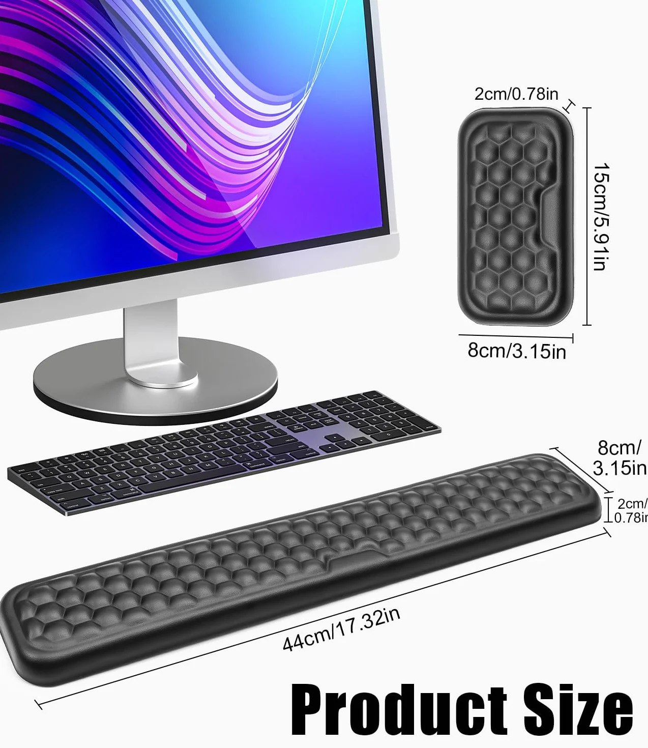 Ergonomico Set Poggiapolsi Memory Foam in Pelle PU Impermeabile Antiscivolo Nero per Tastiera e Mouse