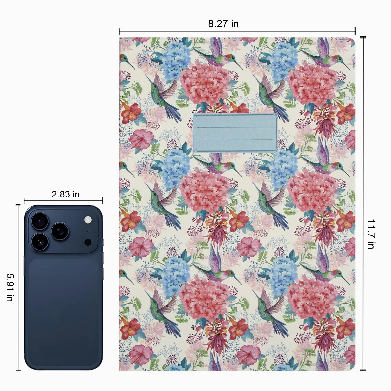 Quaderni a righe A4 con copertina morbida, confezione da 15 (210 x 297 mm, 64 pagine, 70 g/m²). Serie floreale tropicale: Flamingo Glow, Hummingbird Bloom, Butterfly Dew (5 ciascuno). Perfetto