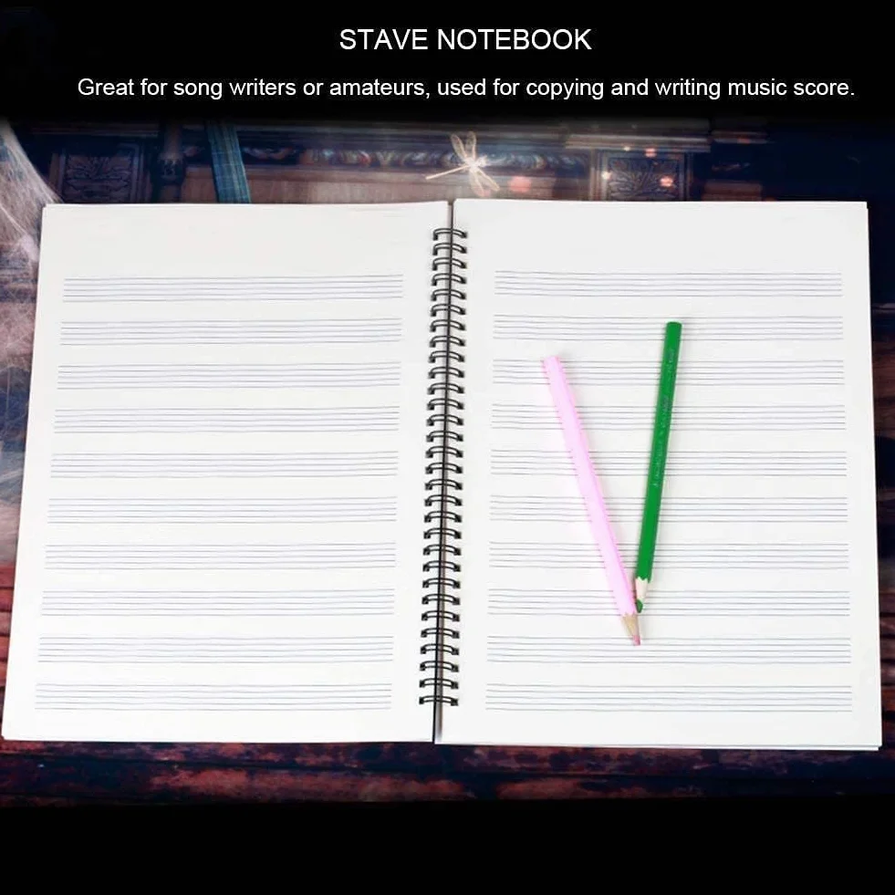 Spartiti musicali vuoti 50 pagine spartiti musicali spartiti a spirale Notebook per la scrittura di musica, per pianoforte Note Book accessori (Quaderno con chiave di violino)