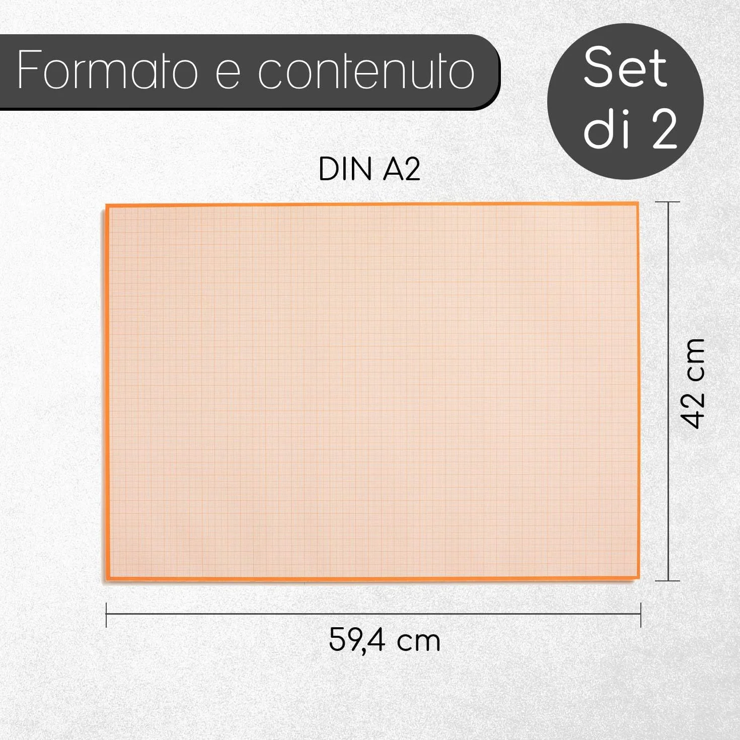 Set di 2 blocchi di carta millimetrata DIN A2 per schizzi I dv1195