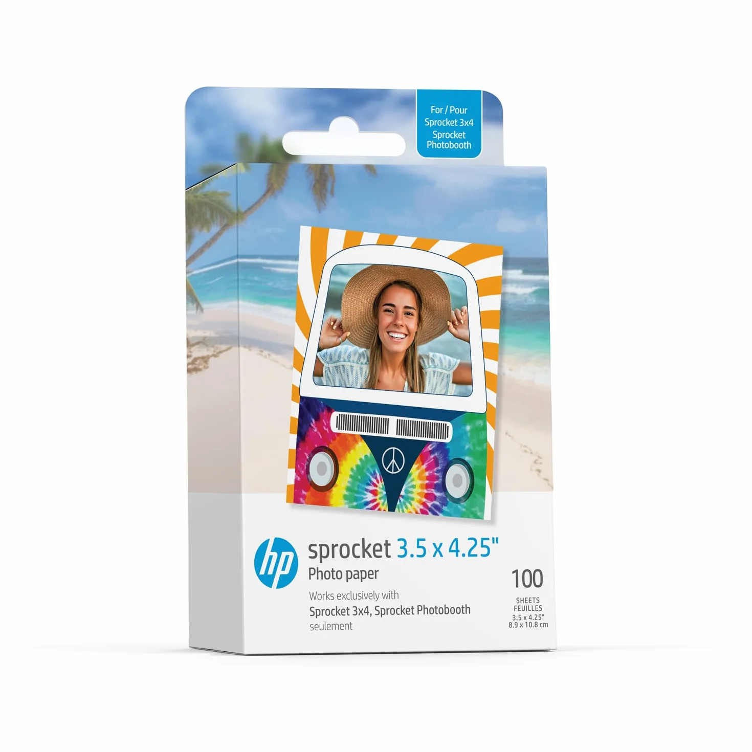 HP Sprocket Carta fotografica Zink retro adesivo 100 fogli 3.5x4.25" compatibile