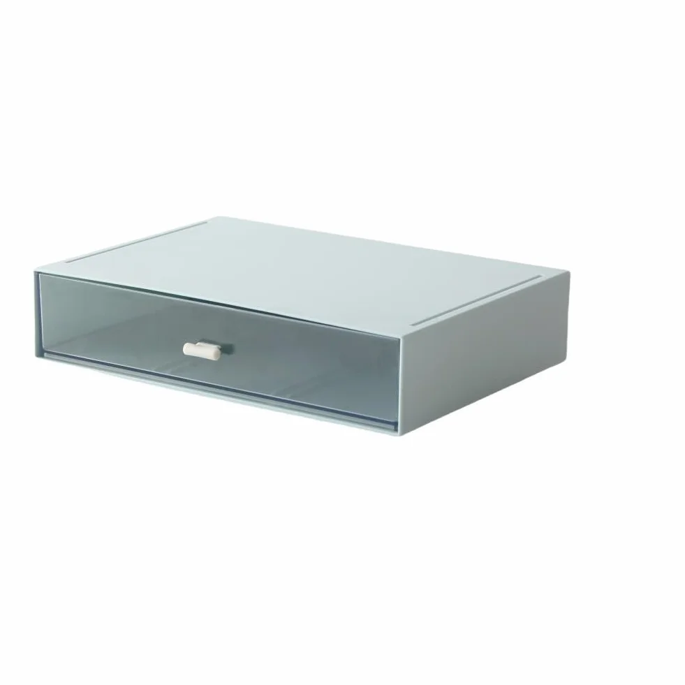Organizer per cassetti da tavolo con 6 cassetti, capienza organizer per trucchi, impilabile, robusto cassetto in plastica per sistemazione e cosmetici, Penne, Mails, Trucco, Lettere per ufficio (Blu)