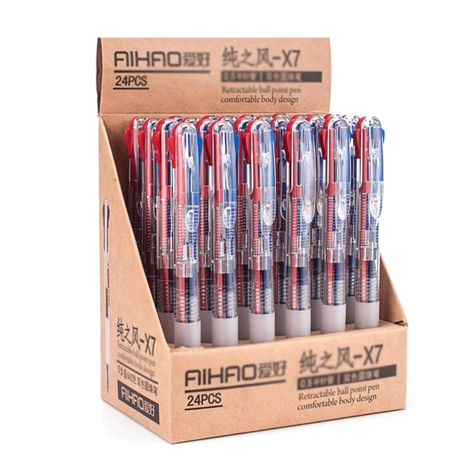 penne, Penna a sfera, penna gel a retrattile a con inchiostro a bicolore rosso e blu 0,5 mm(24pcs)