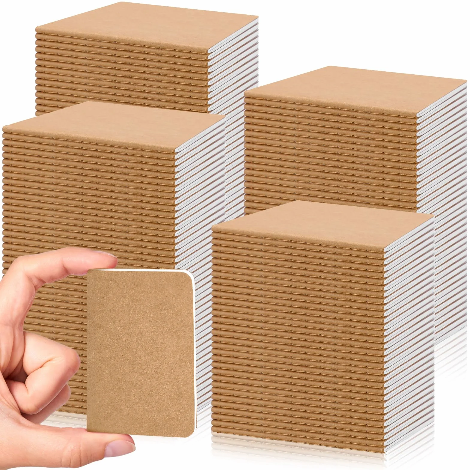 Harloon Confezione da 200 mini quaderni tascabili con copertina morbida, 6,3 x 10,2 cm, piccoli quaderni in carta kraft, per diari di viaggio, studenti, bambini, ufficio, scuola, 24 fogli/confezione