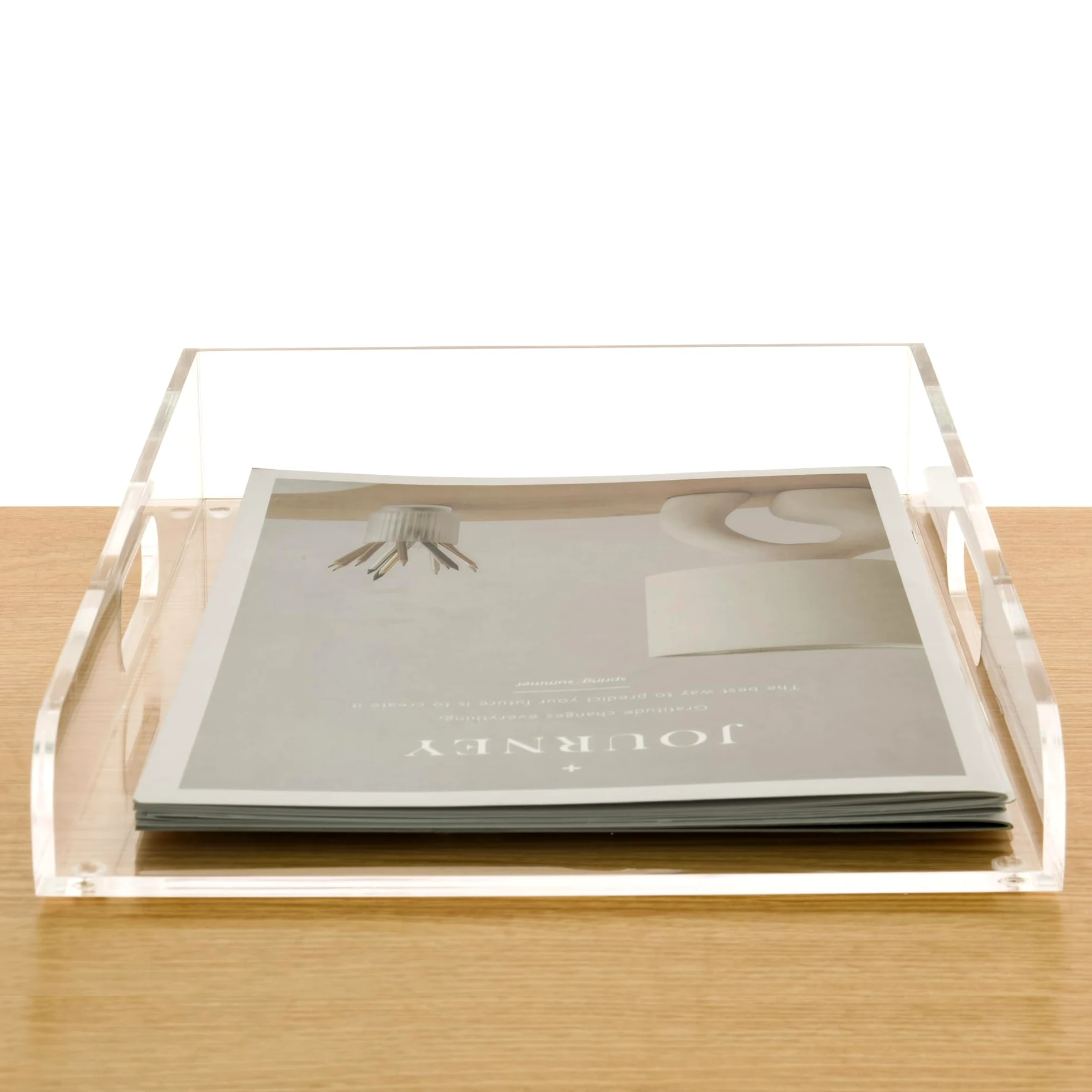 Vassoio organizer in carta acrilica, a basso profilo, per ufficio e casa, trasparente, impilabile, per banconote, artigianato, quaderni (1 ripiano verticale)