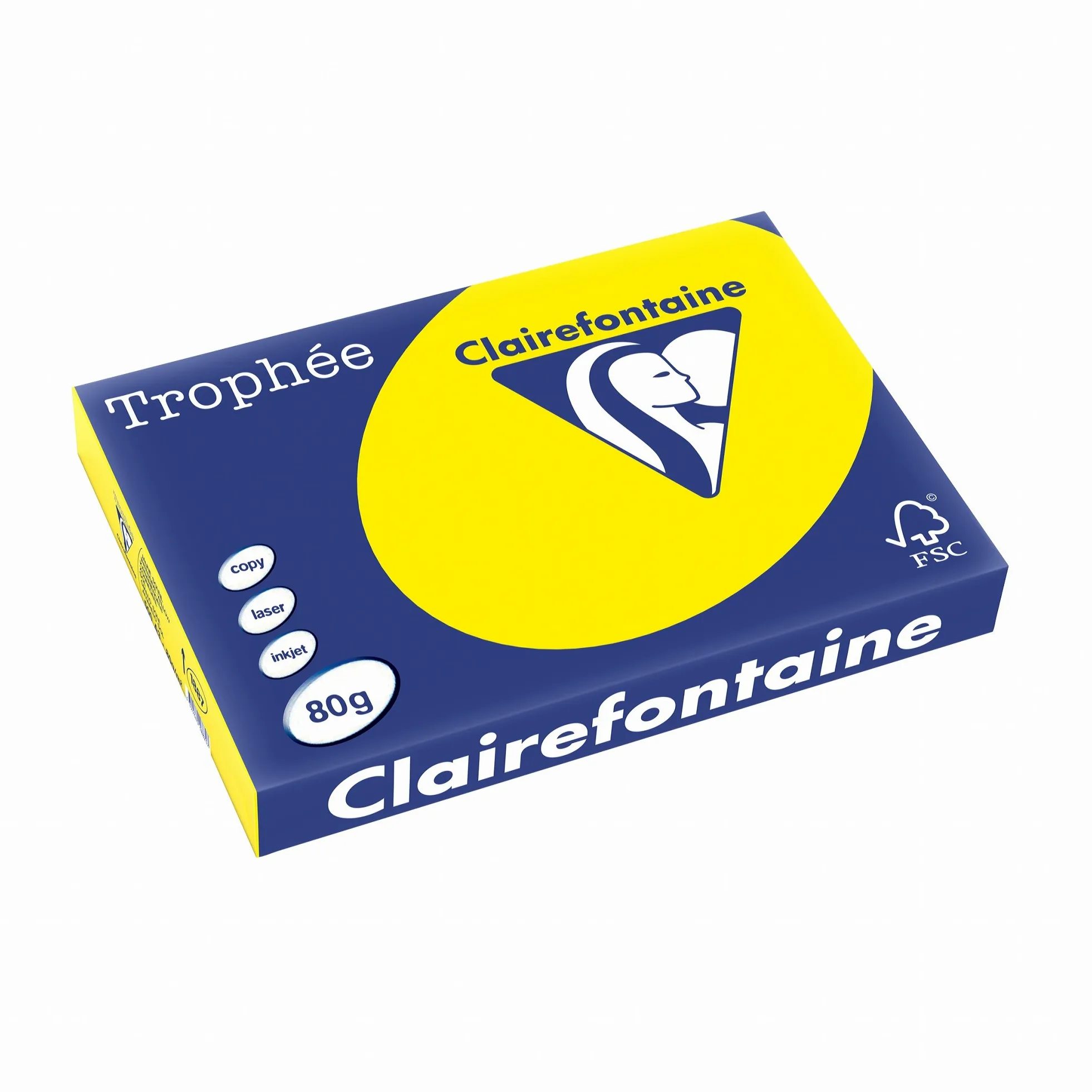Clairefontaine Trophée 1887C 500 Fogli di Carta Colorata Formato A3, 80 g per m2, Colore Giallo Sole
