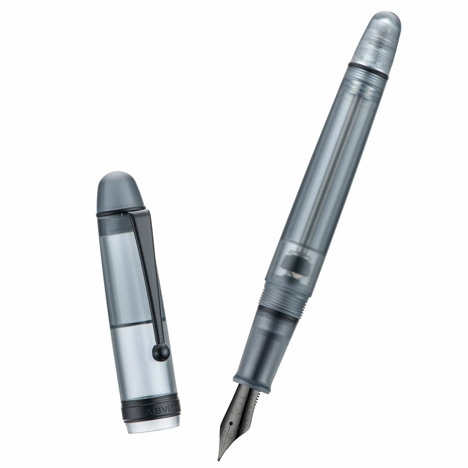 Asvine V126 Penna stilografica riempimento sottovuoto pennino fine acrilico nero opaco grande capacità custodia regalo