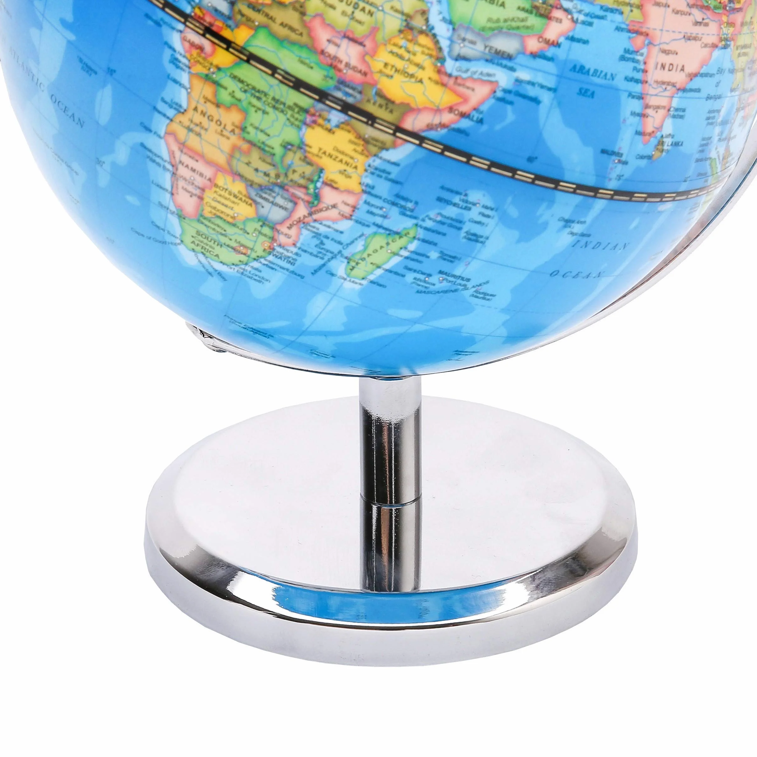 Exerz 20cm Mappamondo - Mappa Inglese - Con Base In Metallo Globo Della Scuola Decorazione/Educazione/Geografica/Moderna - Mappa politica - Diametro 20cm - Blu