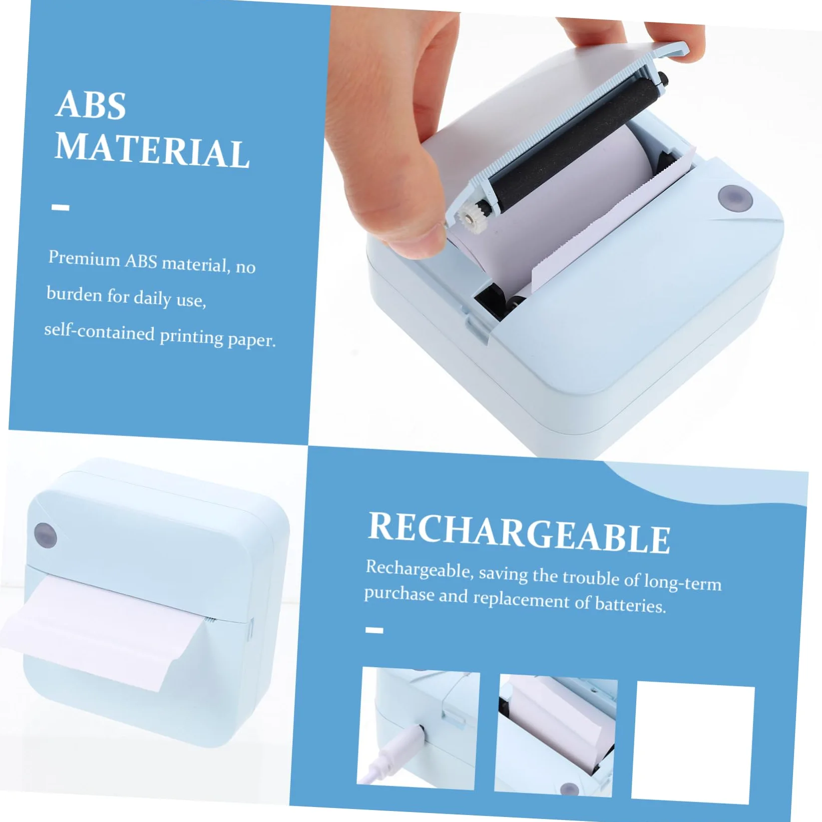Veemoon Stampante Termica Portatile Etichettatrice Wireless Abs Ricaricabile per Ufficio Casa Studenti, Stampa Etichette Codici a Barre Foto Testo Grafica, Compatibile Smartphone, Colore