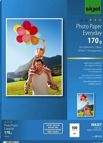 Sigel - Carta fotografica per stampante a getto d'inchiostro, formato A4, lucida, 1 confezione da 100 fogli