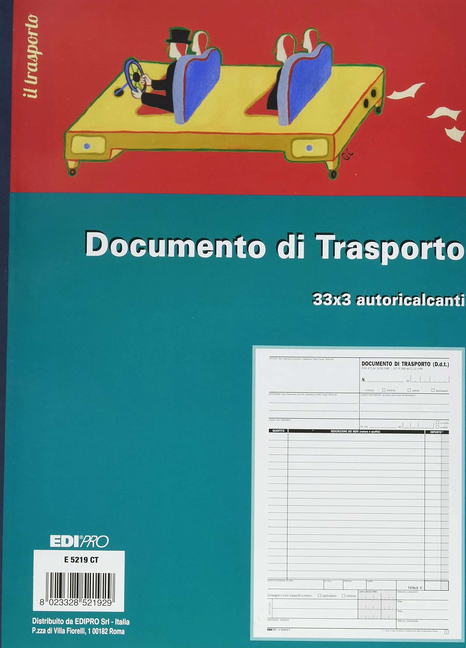 EDIPRO E5219CT Blocco documento di trasporto 33x3 autoricalcante 29.7x22