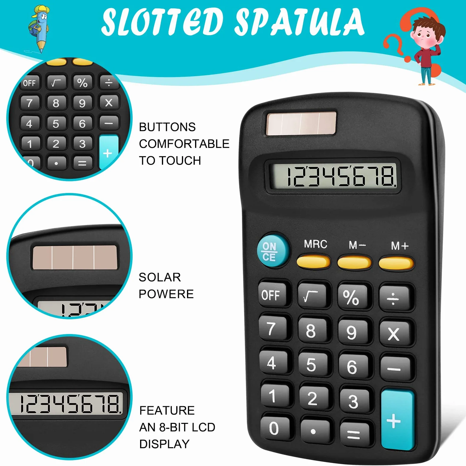 Confezione da 24 calcolatrici portatili di base, display a 8 cifre, alimentate a energia solare e a batteria, formato tascabile, ideali per ufficio, scuola e casa