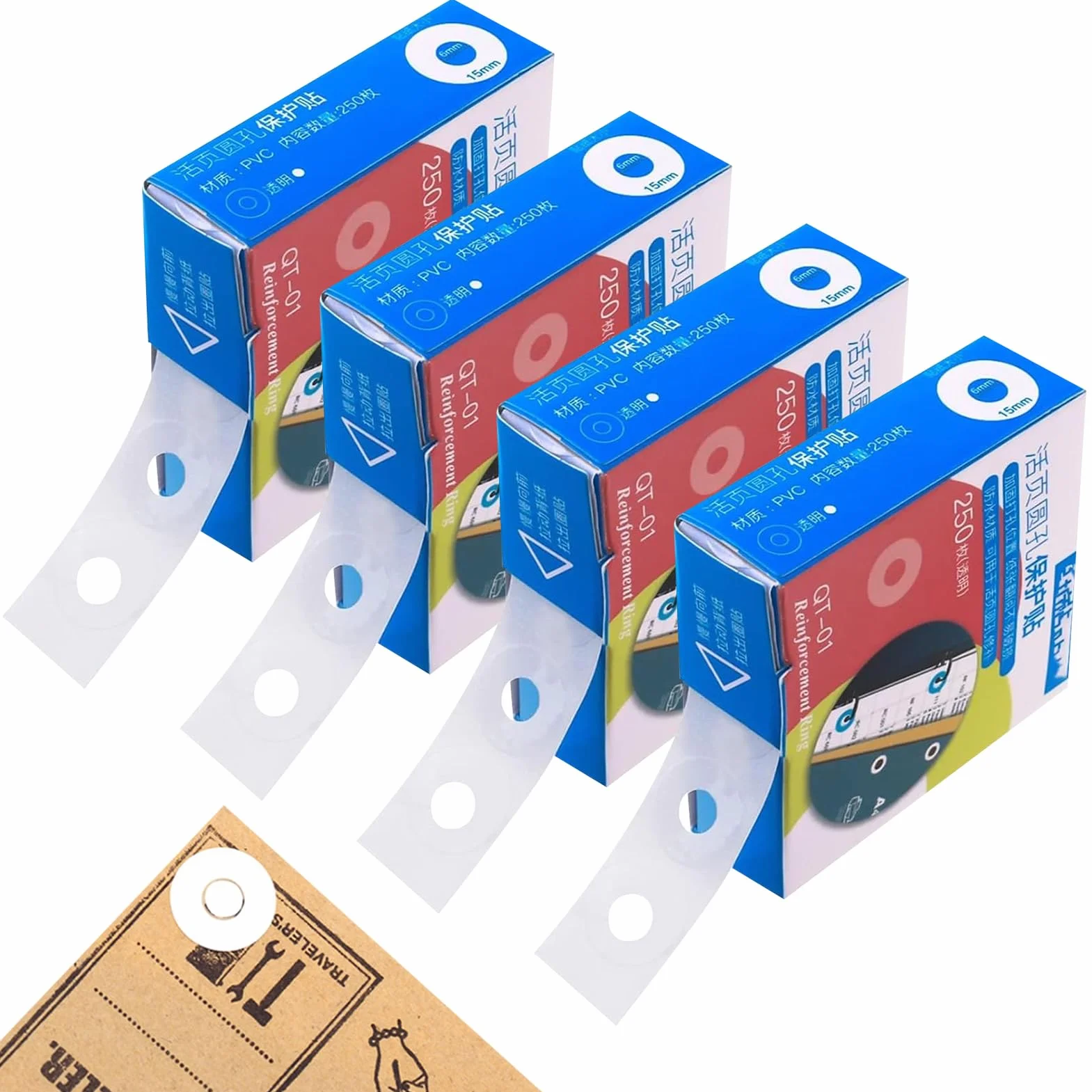 Amplificatore per fori autoadesivo 1000 pezzi anelli di rinforzo 15 mm