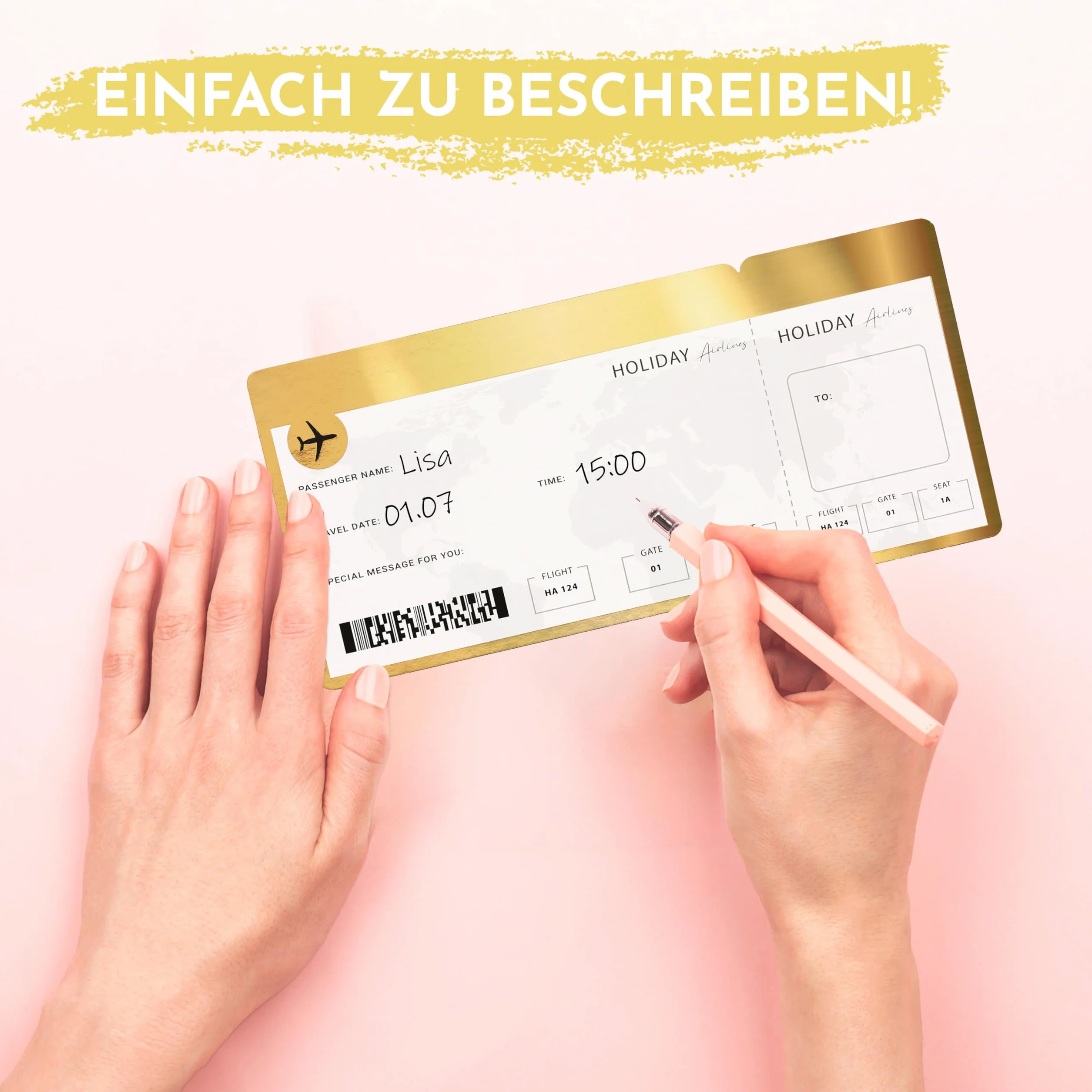 CraftWerk Biglietto aereo con superficie da grattare – Passaporto imbarco regalo personalizzato per donne