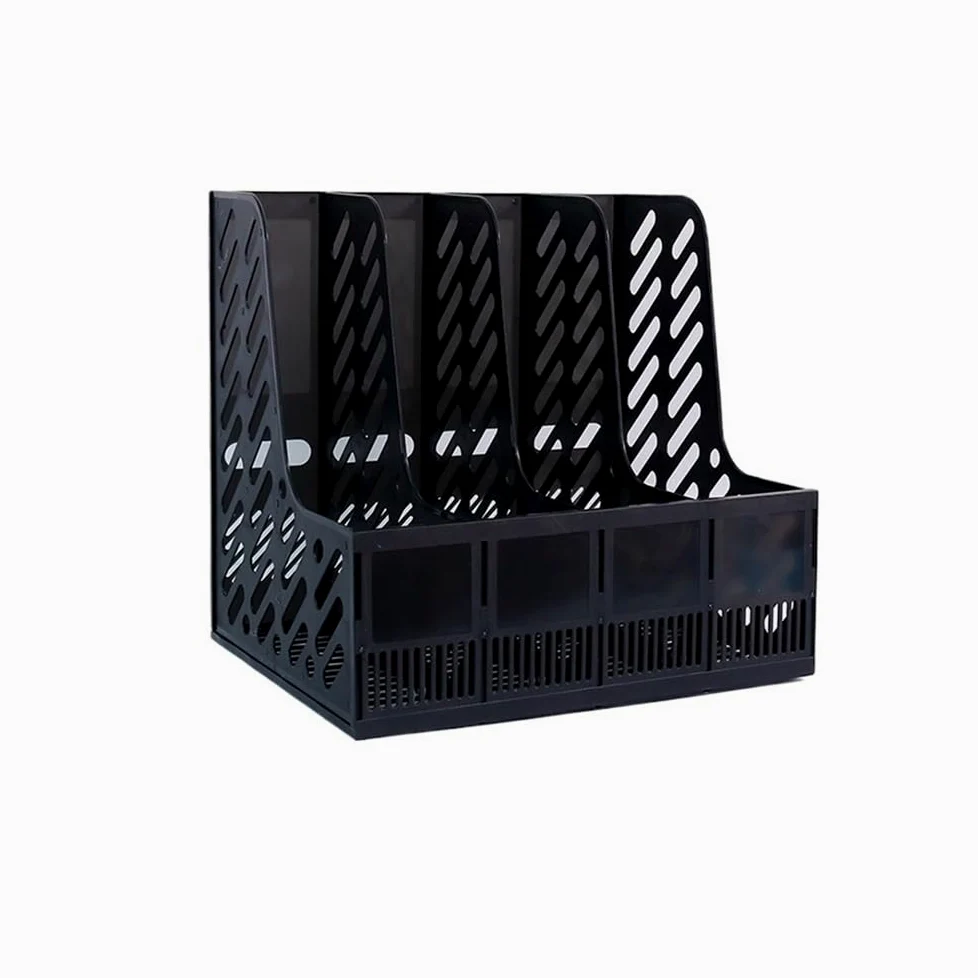 Portariviste in rete stile retrò, con 4 scomparti, per ufficio, elegante organizer nero per archiviare e conservare in modo efficiente