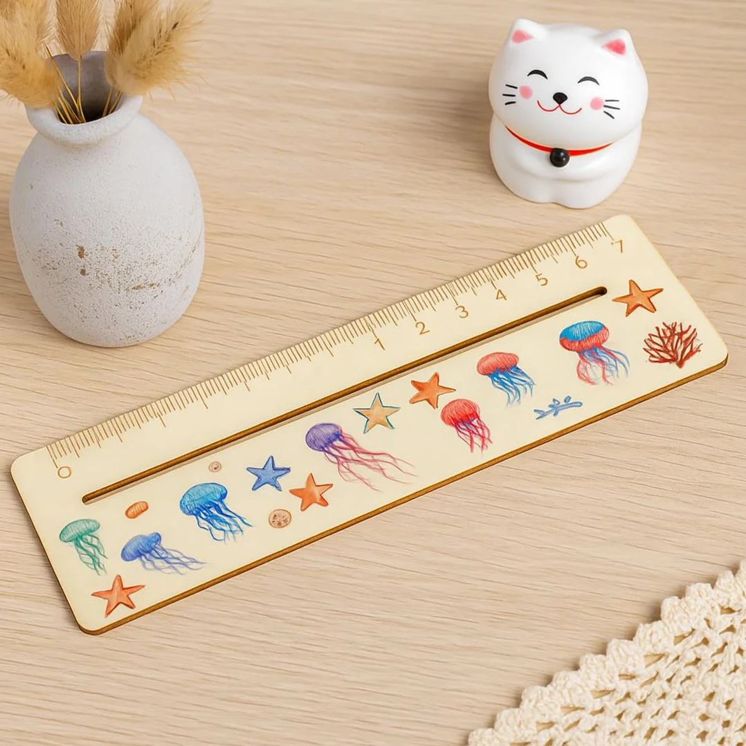JEYORZY Righello per Lettura Bambini 18 cm Legno Strumento Assistenza Lettura Personalizzato Regali Ingresso Medusa