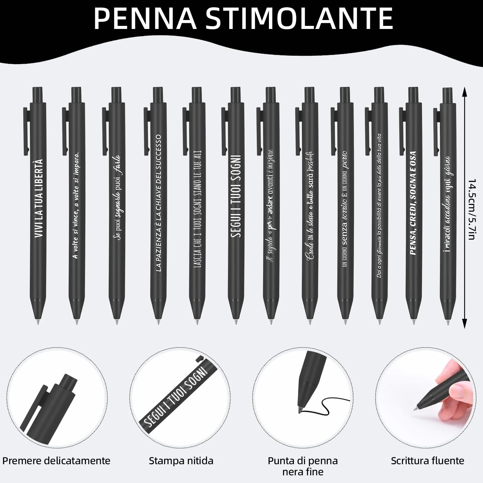 12 zestaw regalo citazioni motivazionali quaderni penne a sfera