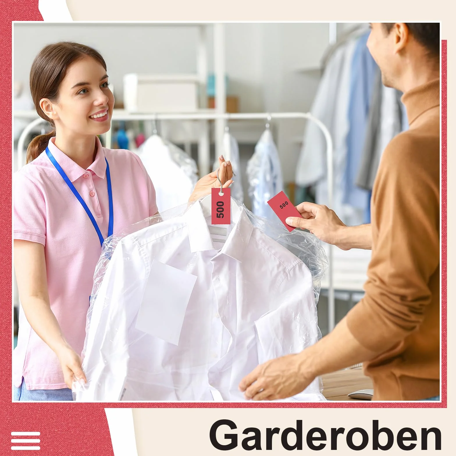 Nezyo Biglietti Numerati da 1 a 500 Per Guardaroba, Sartoria, Calzoleria, Lavanderia a Secco, Reception, Gala (Rosso)