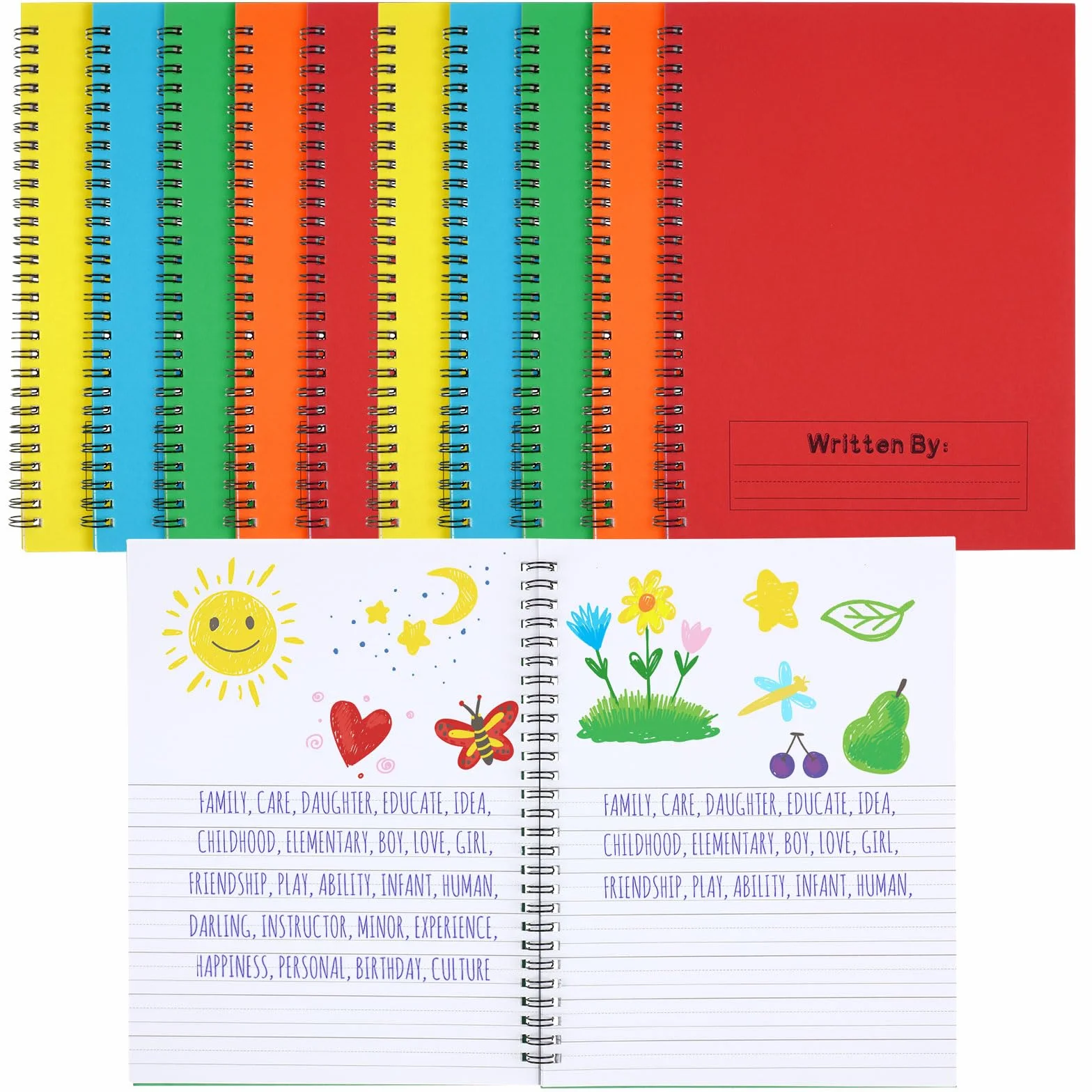 Henoyso 10 pezzi 100 pagine a spirale per composizione primaria K-2, diari primari per disegnare e scrivere, per bambini, asilo, scrittura a mano, quaderno per pratica della scrittura a mano, 24 x 19