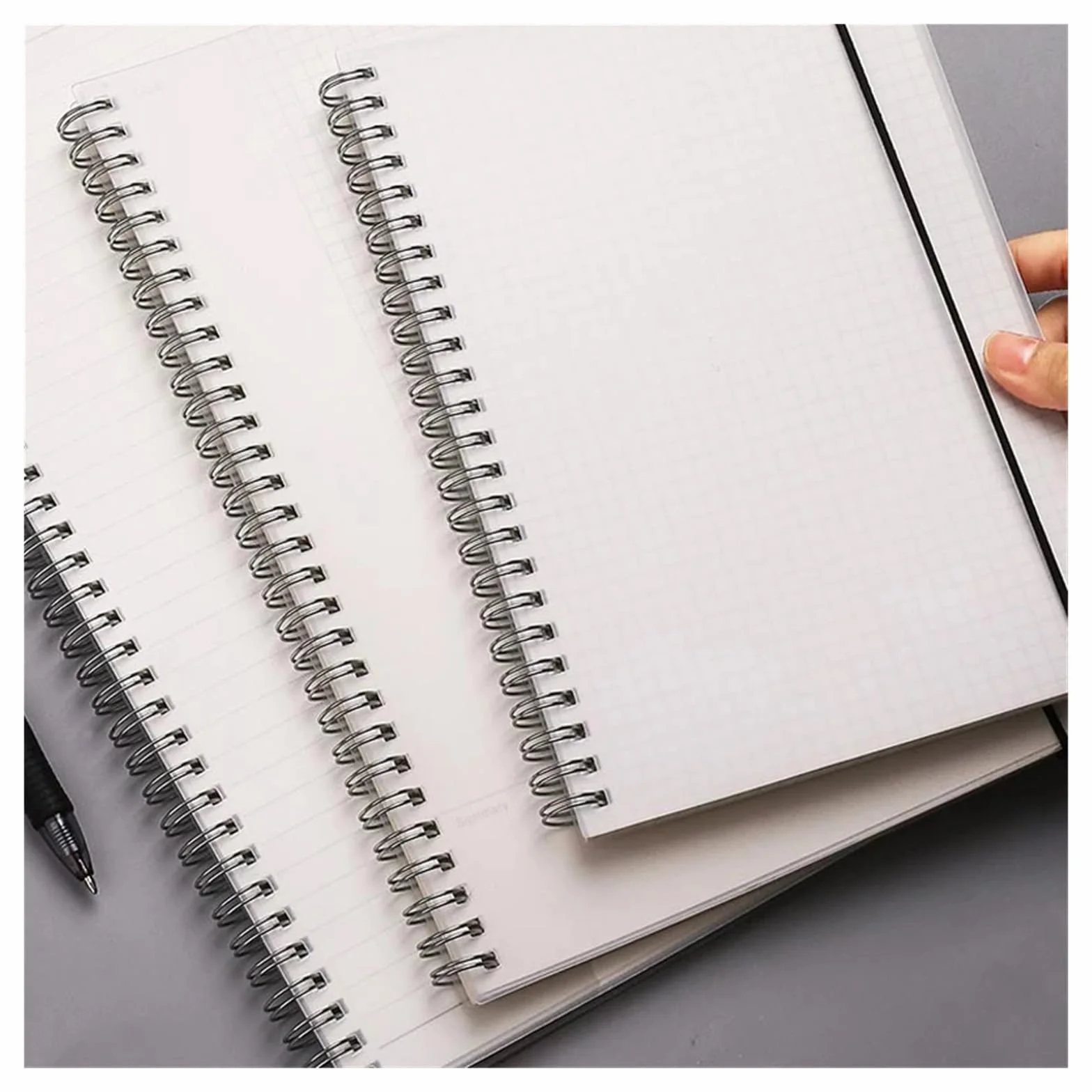 Quaderno A Spirale A4/B5/A5/A6/ Carta bianca trasparente con righe orizzontali, quaderno e punti, blocco note cinturino(Blank,B5-18x26cm)
