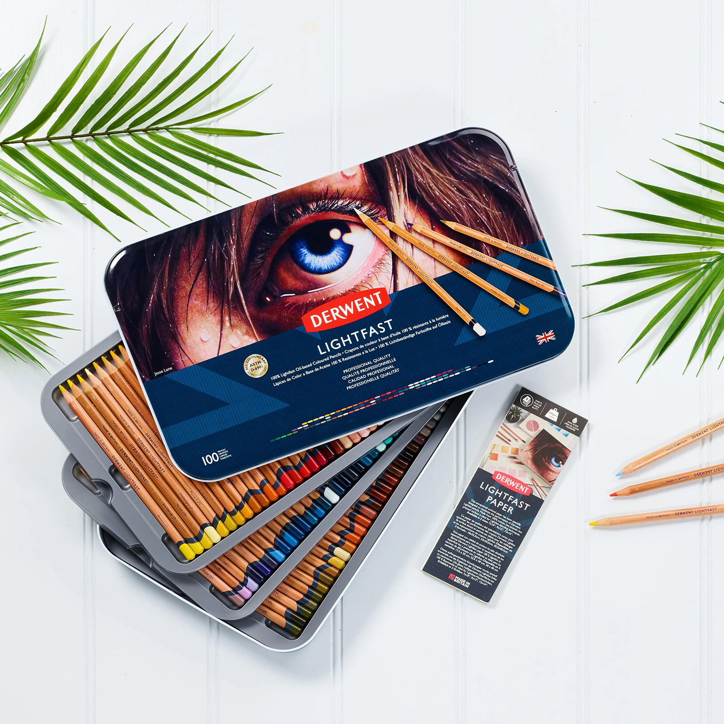 Derwent Lightfast Set di 100 Matite Resistenti alla Luce con Anima Rotonda da 4 mm, Resistenza Elevata del Nucleo e Consistenza Cremosa, Adatte al Disegno e alla Colorazione
