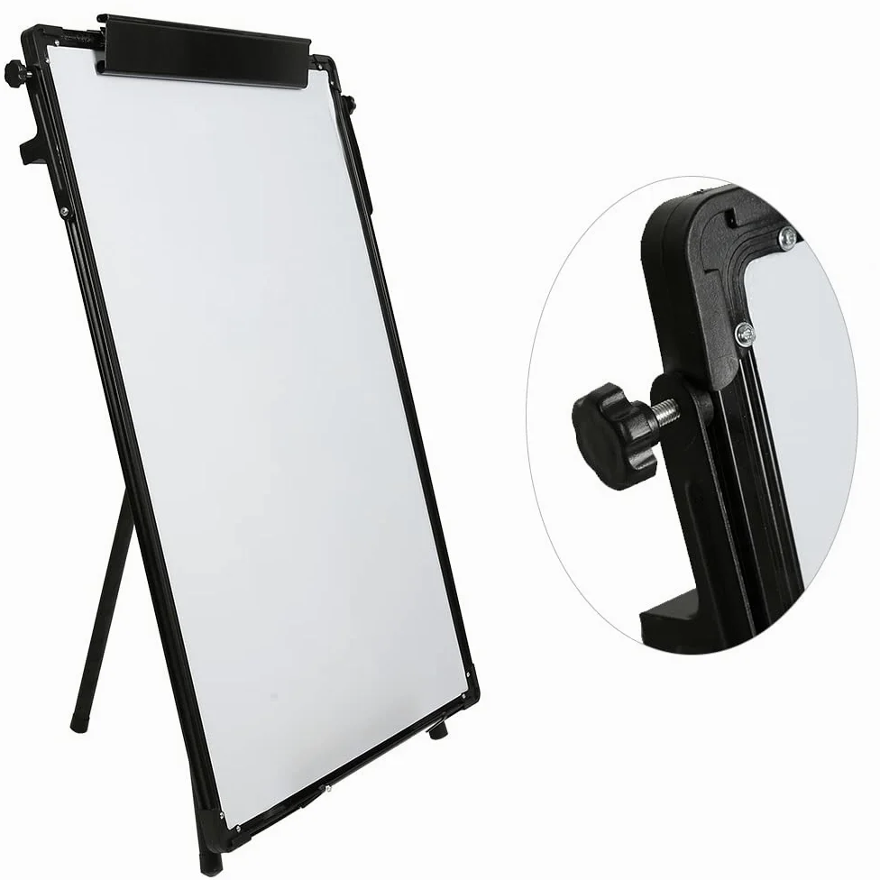 Lavagna magnetica, cancellabile a secco, portatile e regolabile in altezza con cavalletto, regolabile in altezza e uso flessibile, supporto per lavagna, 90 x 60 cm (bianco)