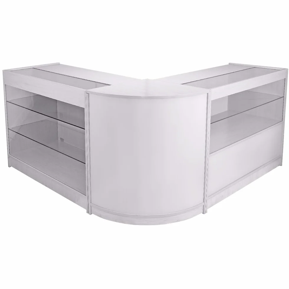 MonsterShop - Set Pegasus con 3 Banconi da Negozio e Reception Bianco Brillante Elegante