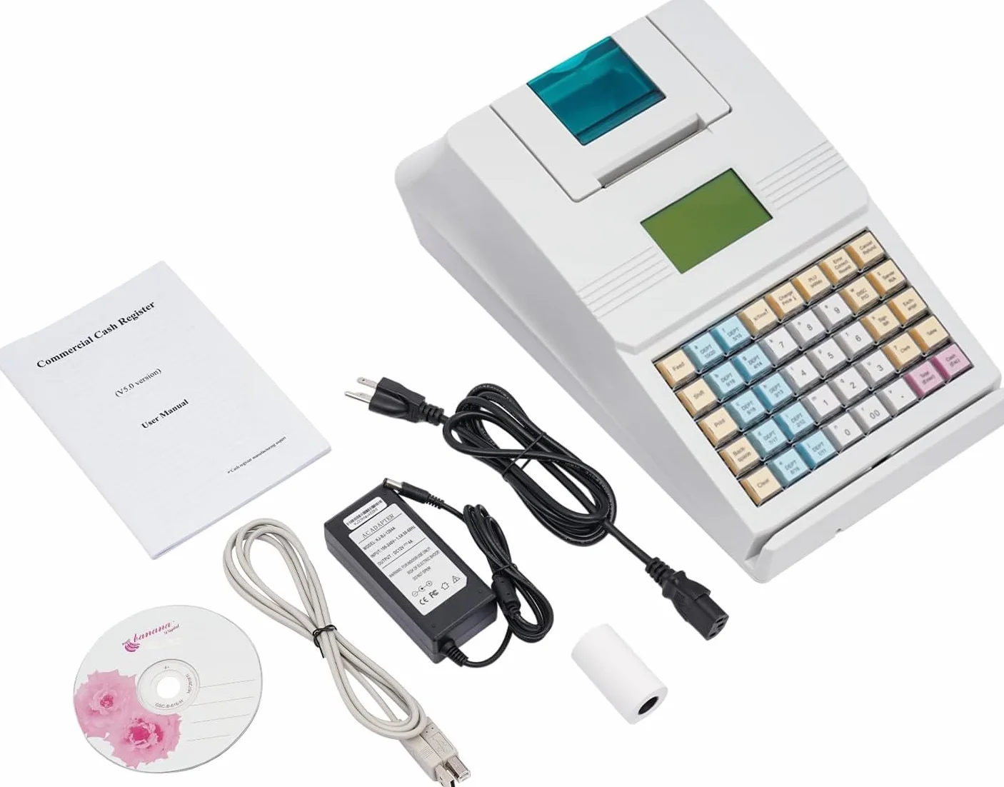 Registratore di cassa elettronico Registratore di cassa elettronico a stampa termica con 20 reparti e 40 tasti Registratore di cassa compatto con display digitale a LED Cassetto for piccole imprese, r