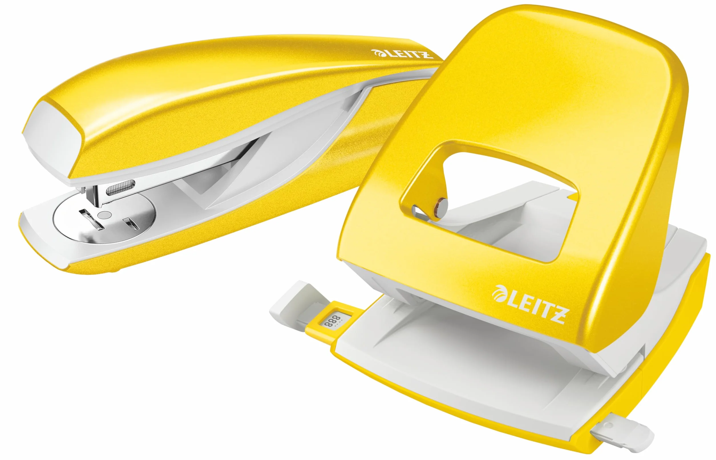 Leitz Set con Cucitrice e Perforatore, Capacità fino a 30 Fogli, Include punti, Gamma WOW, 50951016, Giallo
