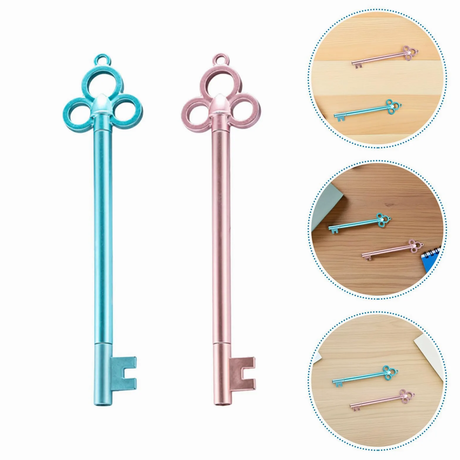 WOONEKY 40 Pezzi 40 Penne a Sfera Gel a Forma di Chiave Blu e Rosa, Cancelleria Creativa per Scrittura Scorrevole, Set da 40 Pezzi per Ufficio e Scuola, Regalo Originale per Scrittori e