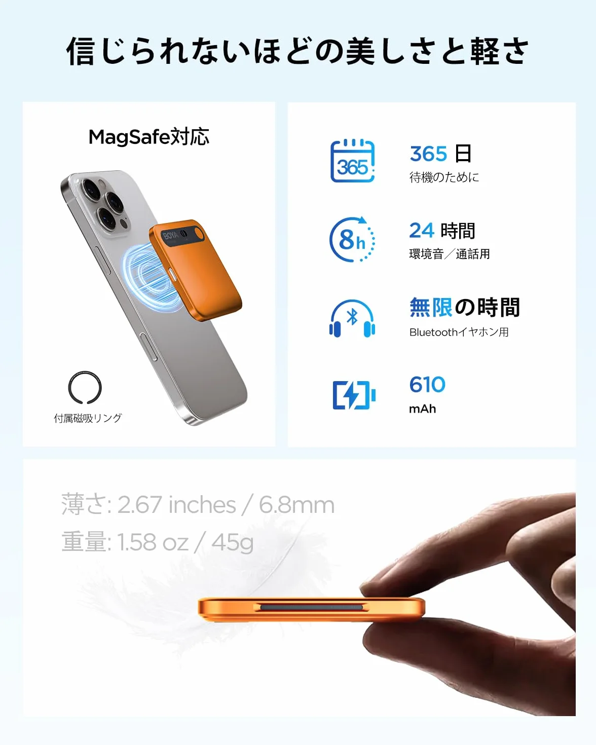 BOYA Notra AI Voice Recorder, Ambient/Phone Call/Bluetooth Capture, AI Transcription&Smart Summary, Support 140+ Languages, 64GB Storage, Magnetic Note Taker per riunioni, Lectures, Interviste