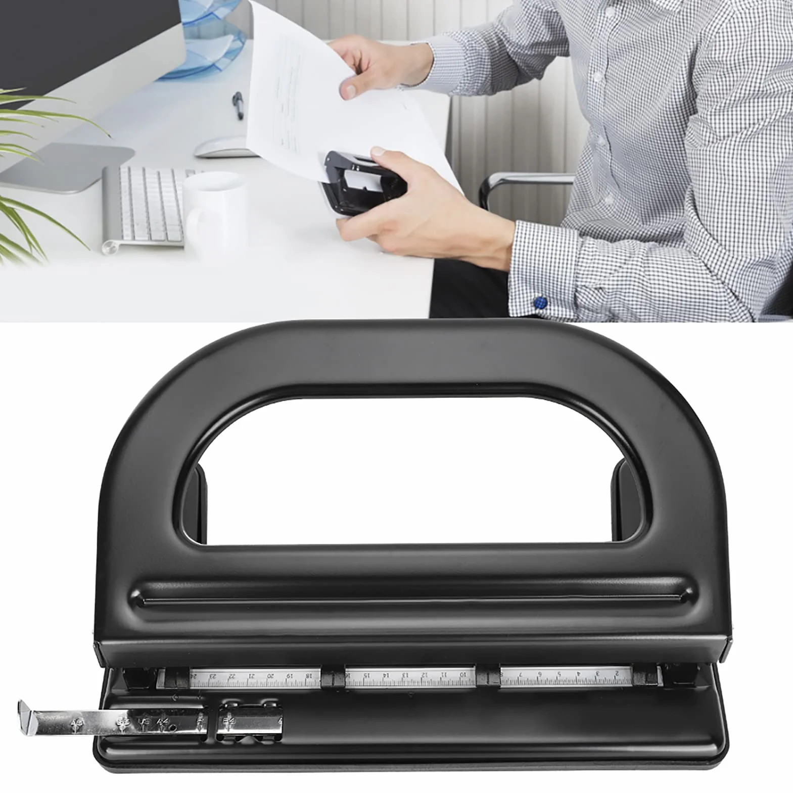 Perforatrice Premium a 4 Fori Perforatrice Manuale Regolabile per Cancelleria per Ufficio, Materiale in Ferro 6 Mm 30 Fogli 0,5 Pollici per Uso Professionale