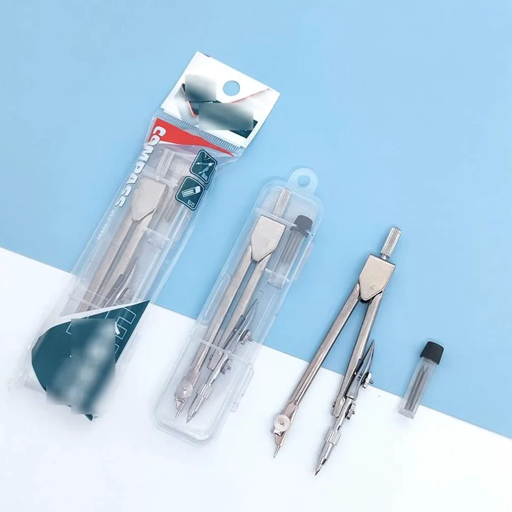 Kit di geometria della bussola Bussola in metallo interamente in acciaio Strumento di disegno per l'apprendimento degli studenti Esame di matematica Disegno Disegno Set di bussole Set di bussole mul